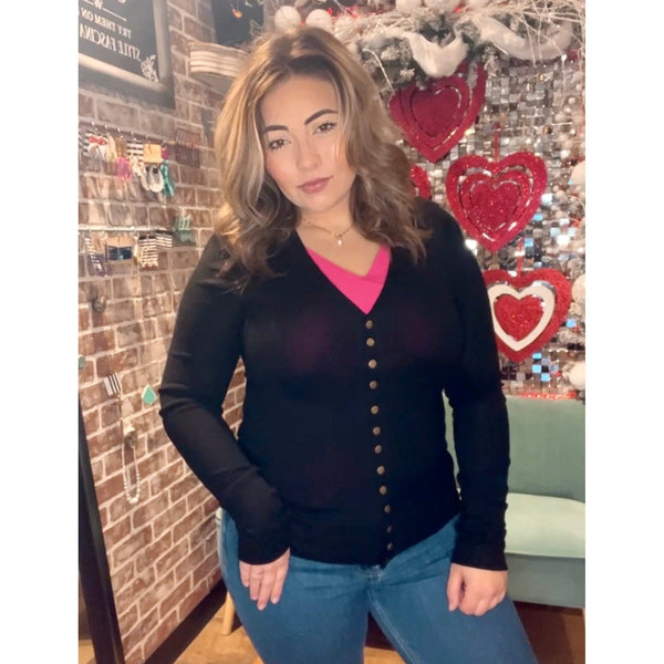 BLAYNE'S BUTTON UP CARDIGAN- Black-Body and Sol