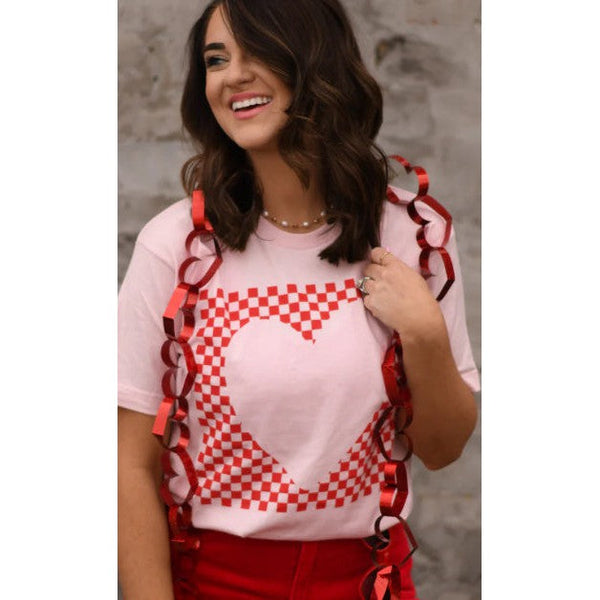 CHECKERED HEART TEE-Body and Sol