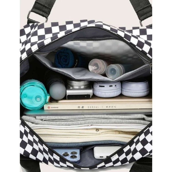 CHECKERED TRAVEL DUFFLE BAG-Body and Sol