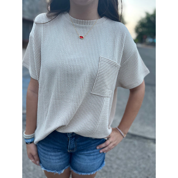 CORDED RIBBED TOP IN SAND-Body and Sol