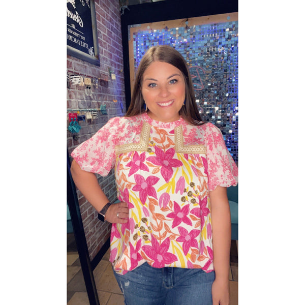 FUCHSIA & FLORAL TOP-Body and Sol