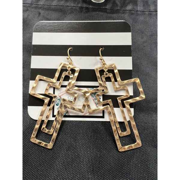 HAMMERED CROSS EARRINGS-Body and Sol