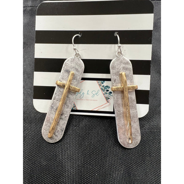 HAMMERED CROSS EARRINGS-Body and Sol