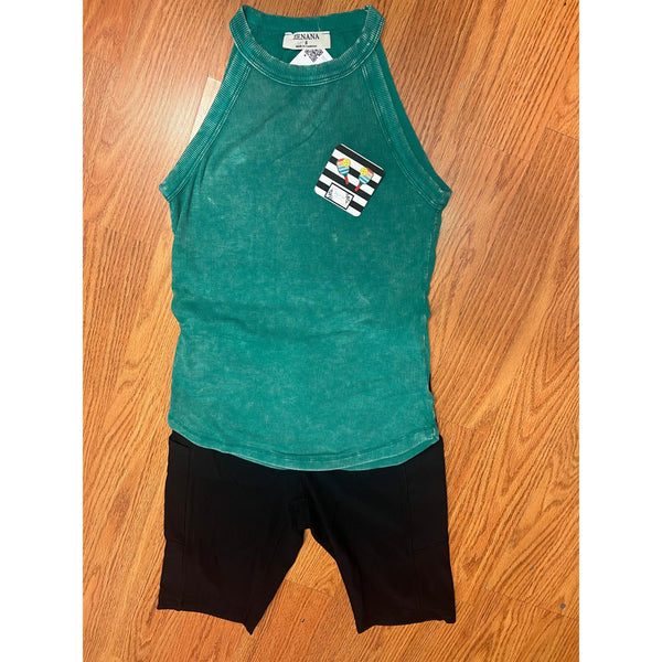 RIBBED ACID WASHED TANK TOP-Kelley Green-Body and Sol