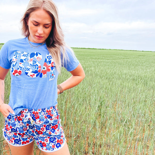 USA FLORAL TEE-Body and Sol