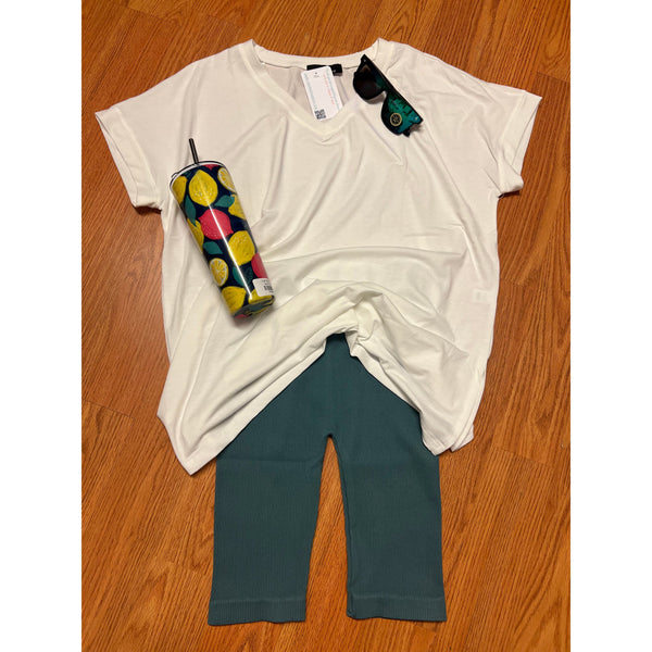 WHITE V-NECK TOP-Body and Sol