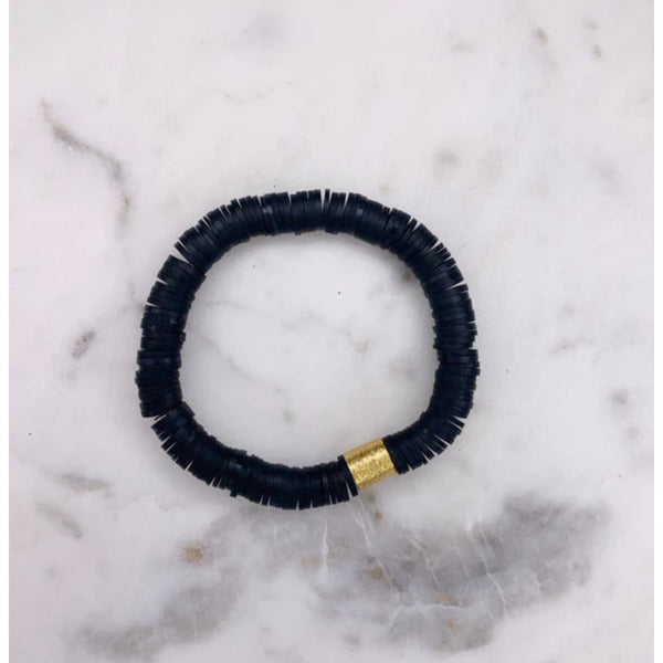 BLACK WITH GOLD BARREL BRACELET-Body and Sol
