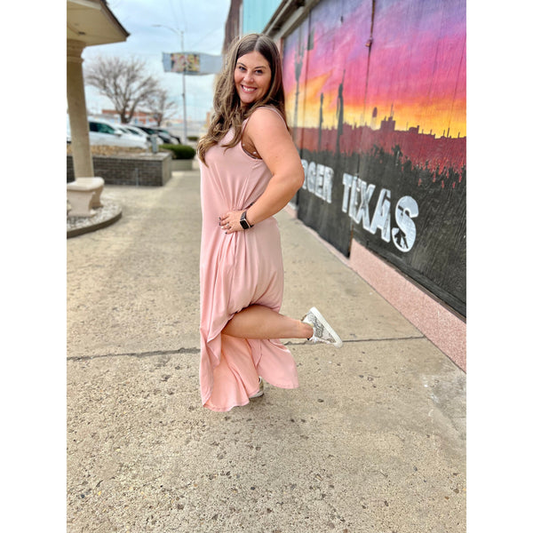 DUSTY ROSE SLEEVELESS MAXI DRESS-Body and Sol