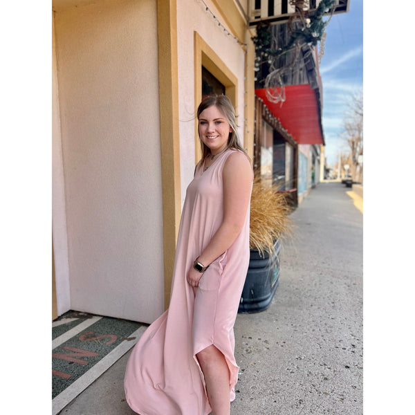 DUSTY ROSE SLEEVELESS MAXI DRESS-Body and Sol