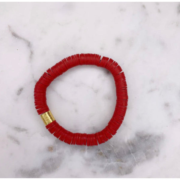 RED WITH GOLD BARREL BRACELET-Body and Sol