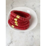 RED WITH GOLD BARREL BRACELET-Body and Sol