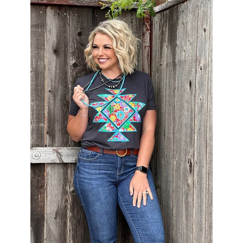 BARB'S FLORAL AZTEC TEE-Body and Sol