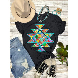 BARB'S FLORAL AZTEC TEE-Body and Sol