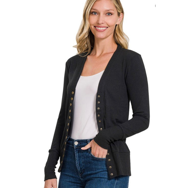 BLAYNE'S BUTTON UP CARDIGAN- Black-Body and Sol