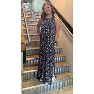 CHARCOAL ANIMAL PRINT DRESS-Body and Sol