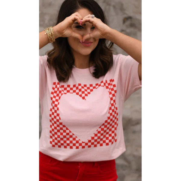 CHECKERED HEART TEE-Body and Sol