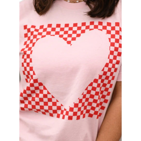 CHECKERED HEART TEE-Body and Sol