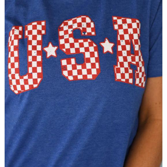 CHECKERED USA TEE-Body and Sol