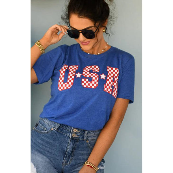 CHECKERED USA TEE-Body and Sol