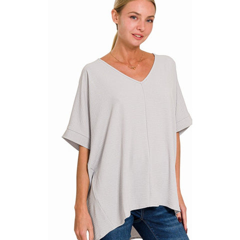 DOROTHY'S DOLMAN TOP IN GREY-Body and Sol