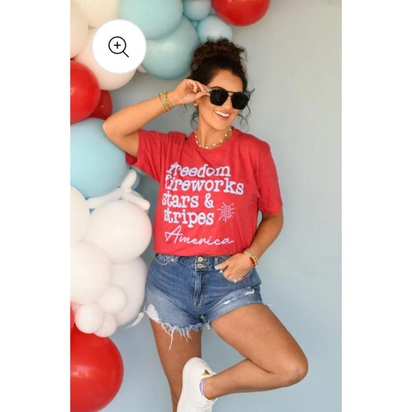 FREEDOM, FIREWORKS, STARS & STRIPES TEE-Body and Sol