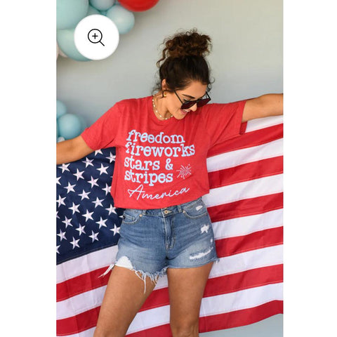 FREEDOM, FIREWORKS, STARS & STRIPES TEE-Body and Sol
