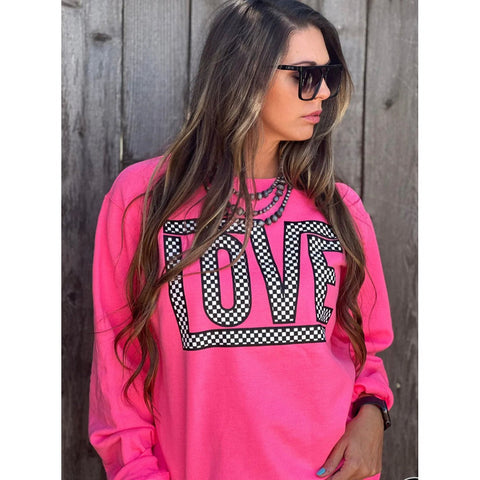 FUNKY CHECKERED LOVE SWEATSHIRT-Body and Sol