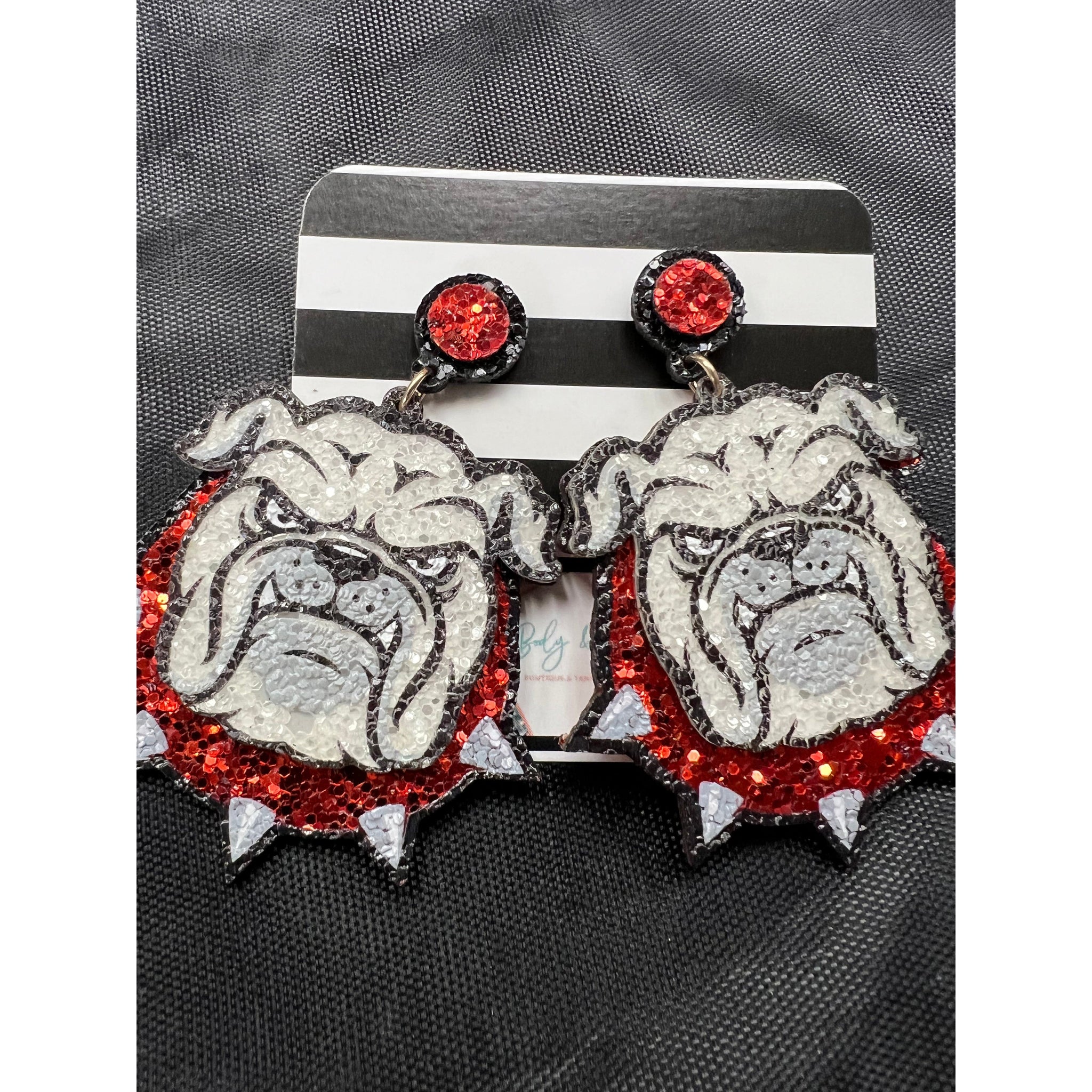 GLITTER BULLDOG EARRINGS-Body and Sol