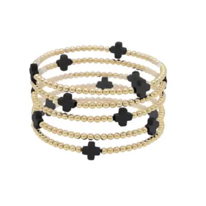 GOLD & BLACK CROSS BRACELET SET-Body and Sol