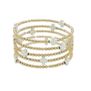 GOLD & WHITE CROSS BRACELET SET-Body and Sol