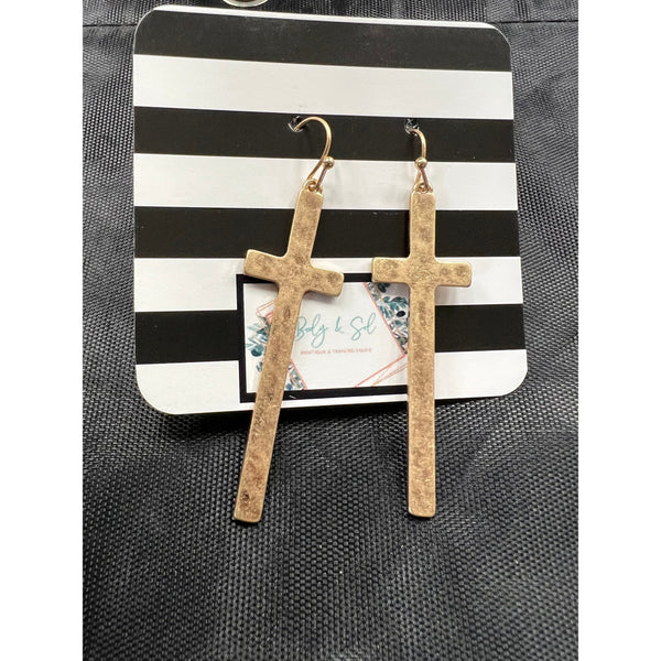 HAMMERED CROSS EARRINGS-Body and Sol