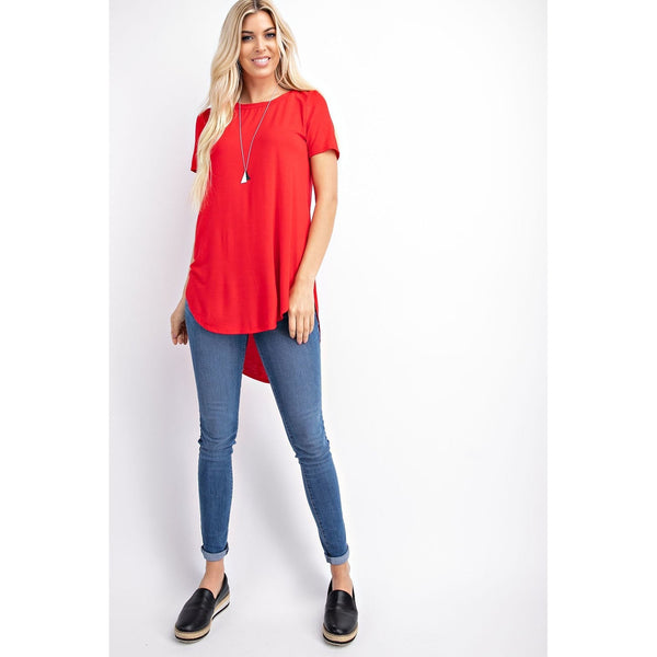 HEIDI HIGH-LOW TOP IN RED-Body and Sol