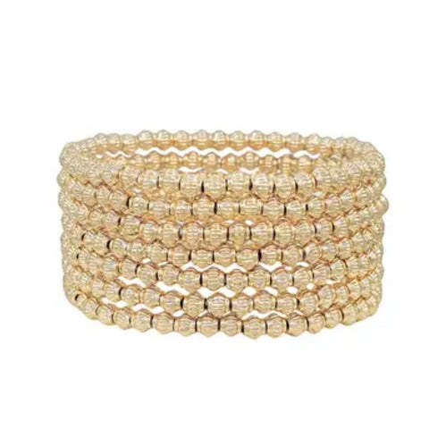 KARA'S GOLD TEXTURED BRACELET STACK-Body and Sol