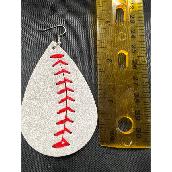 LEATHER BASEBALL EARRINGS-Body and Sol