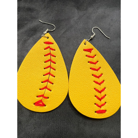 LEATHER SOFTBALL EARRINGS-Body and Sol