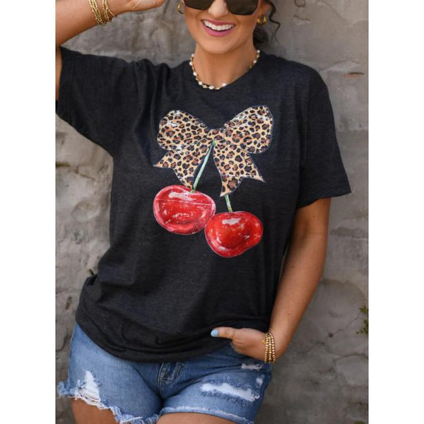 LEOPARD BOW CHERRY TEE-Body and Sol