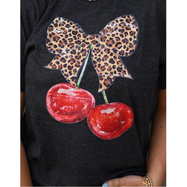 LEOPARD BOW CHERRY TEE-Body and Sol