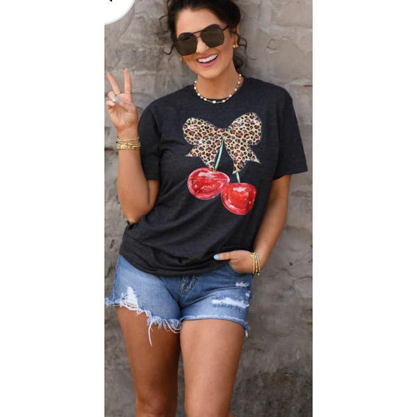 LEOPARD BOW CHERRY TEE-Body and Sol