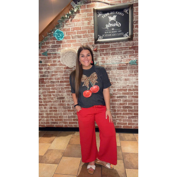 NOVA WIDE LEG PANTS IN RED-Body and Sol