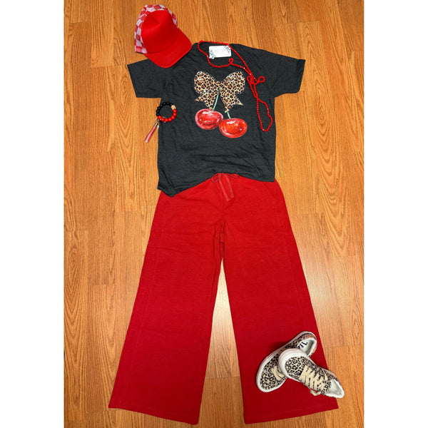 NOVA WIDE LEG PANTS IN RED-Body and Sol