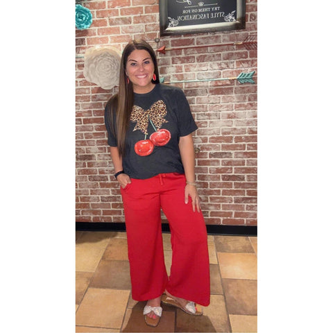 NOVA WIDE LEG PANTS IN RED-Body and Sol