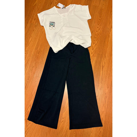 NOVA WIDE LEG PANTS IN TEAL NAVY-Body and Sol