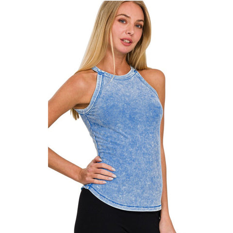 RIBBED ACID WASHED TANK TOP-Ocean Blue-Body and Sol