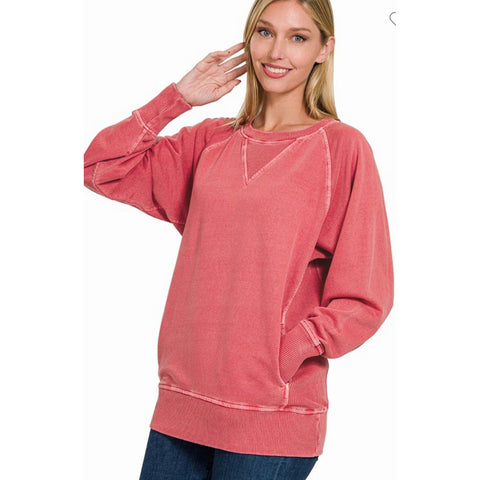 STEVIE PULLOVER WITH POCKETS- MAGENTA-Body and Sol