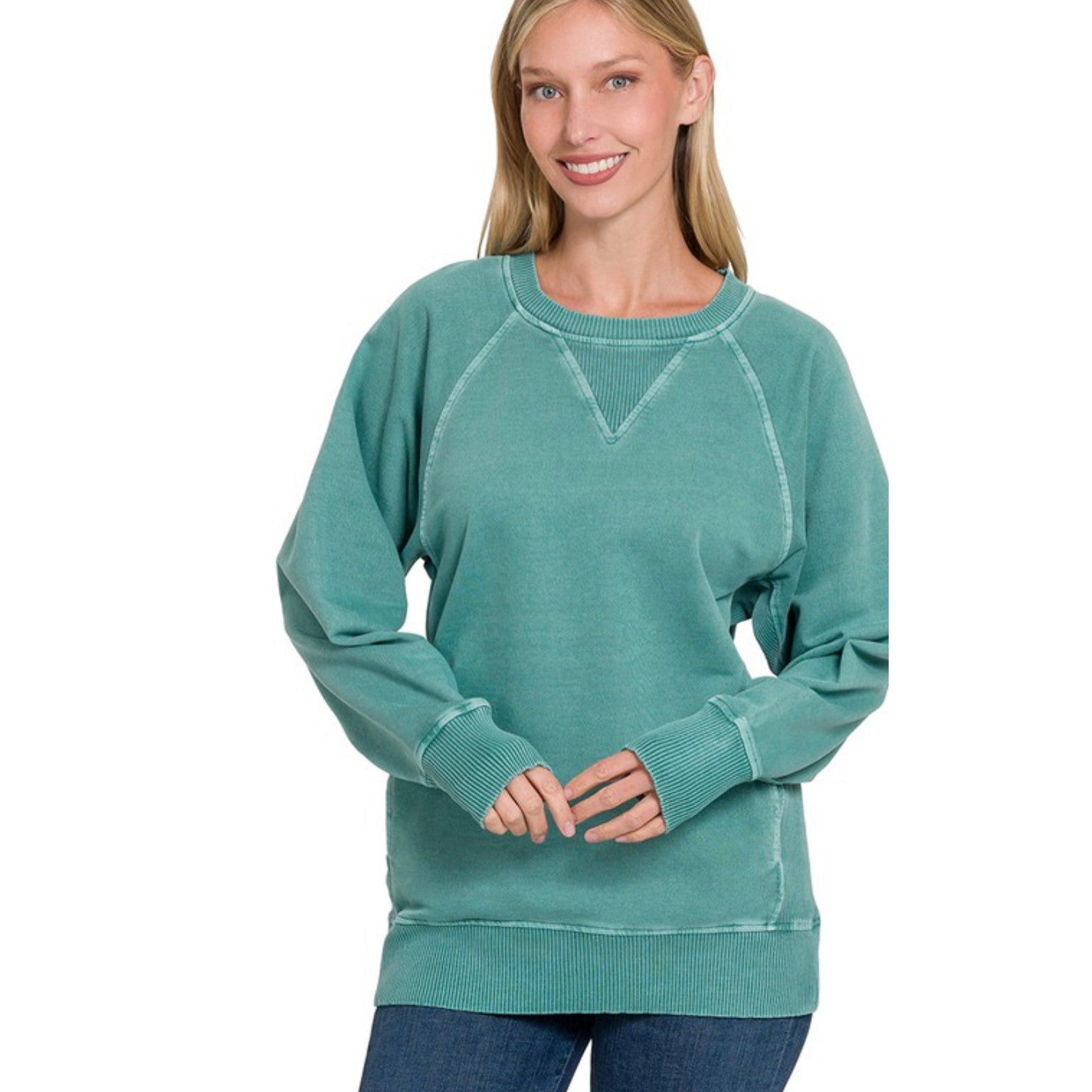 STEVIE PULLOVER WITH POCKETS- TEAL-Body and Sol