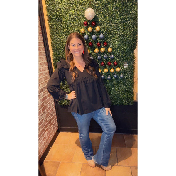 THE ELLA FLUTTER TOP IN BLACK-Body and Sol