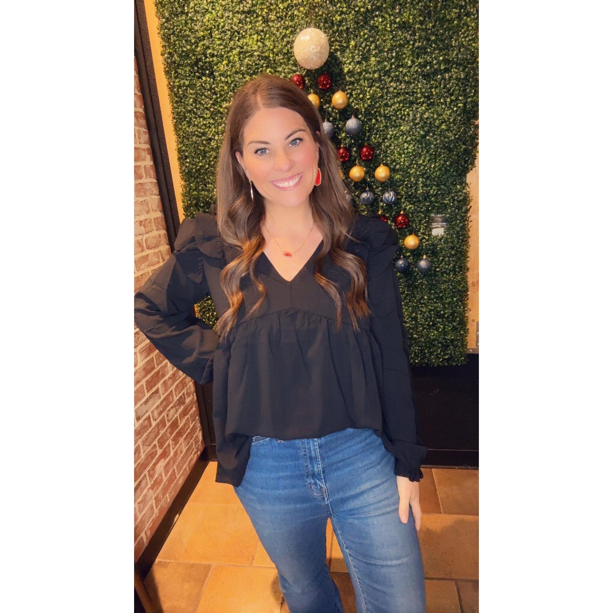 THE ELLA FLUTTER TOP IN BLACK-Body and Sol