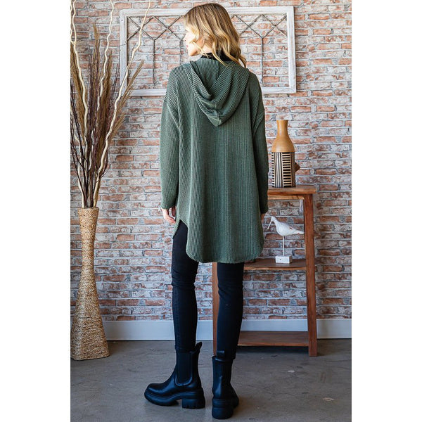 URBAN RIBBED CARDIGAN - OLIVE-Body and Sol