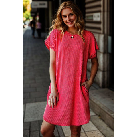 URBAN RIBBED DRESS- PINK-Body and Sol