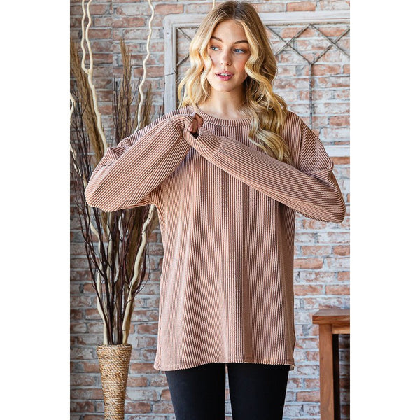 URBAN RIBBED LONG SLEEVE- TAUPE-Body and Sol